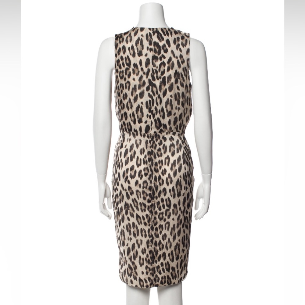 L’AGENCE Neutral Tan Taupe Black Animal Print Silky VNeck Sleeveless Dress - Picture 5 of 12